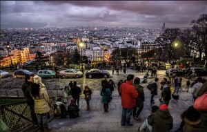panorama collina montmartre notte